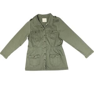 Copper Key Big Girls Utility Jacket  Pockets Button Front Army sz XL Olive Green